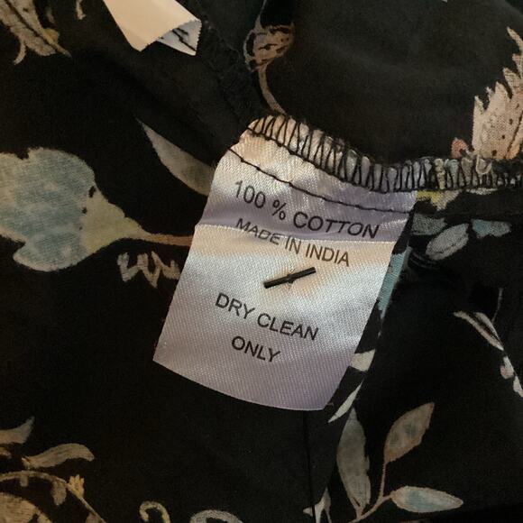 Mille Catherine Black Floral Smocked Bodice Square Neck Midi Dress M - Picture 8 of 8